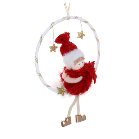 СНОУ БУМ Сувенир елочный Ангелочек 22 см, полиэстер, красный, 2 вида