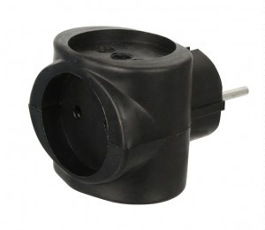 Volsten разветвитель-тройник куб РВ-041 3роз. 6А черный Si 1/3-Bl (10!)