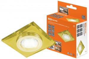 TDM GU5.3 MR16 50W св-к встр 03-02 квадратный 12/220В жёлт/зол декор стекло (10!) SQ0359-0047