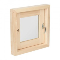 Форточка в парную стеклопакет 40x40см компл. затвор/петли, липа 709671 Банные штучки