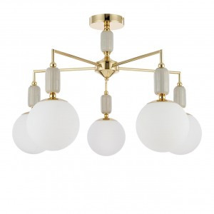 LUMION 6580/5C CLASSI LN25 фран. зол., серый/бел. мет., кер./стекло люстра E14 5x40W 220V VIVIEN