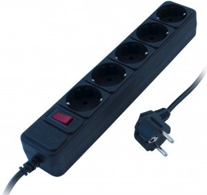 СТАРТ Сетевой фильтр (удл.) ПВС 3x0,75 ZVT 5роз. 1,5м. 10А земля, кноп.выкл, негорюч, черный