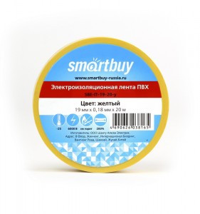 Smartbuy Изолента ПВХ 19/20 0.18х19мм, 20метров, желтая (SBE-IT-19-20-y)