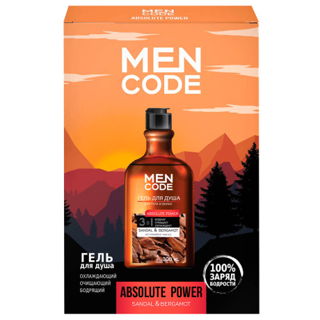 Гель для душа MEN CODE ABSOLUTE POWER с экстрактами сандала и бергамота в подарочной коробке, 300мл