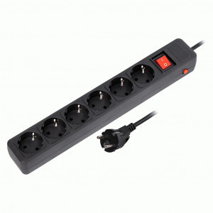 SmartBuy Сетевой фильтр (удл.) ПВС 3x1 6роз. 5м 16A черный земля IP20 3500Вт SBSP-6-50-K