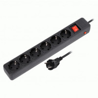 SmartBuy Сетевой фильтр (удл.) ПВС 3x1 6роз. 5м 16A черный земля IP20 3500Вт SBSP-6-50-K