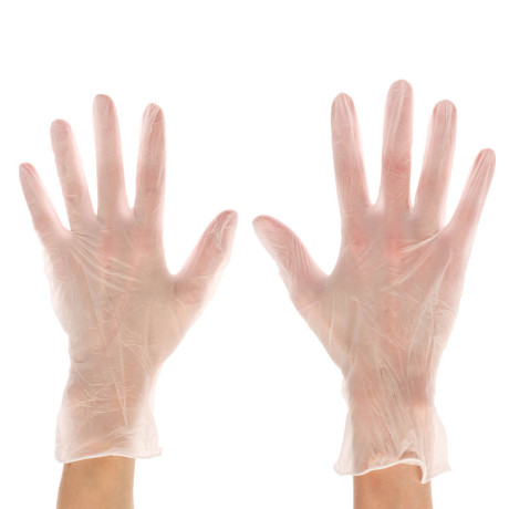 Перчатки универсальные ViniMax виниловые неопудренные гладкие белые 100шт (50пар) р.XL