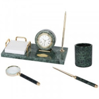 Набор настольный Delucci 4 предмета, зеленый мрамор Арт.214035