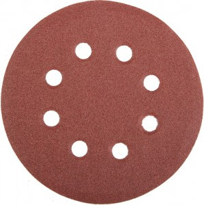 Круг шлифовальный универсальный STAYER "MASTER" из абразив. бумаги, 8 отверстий, Р120, диам. 125мм