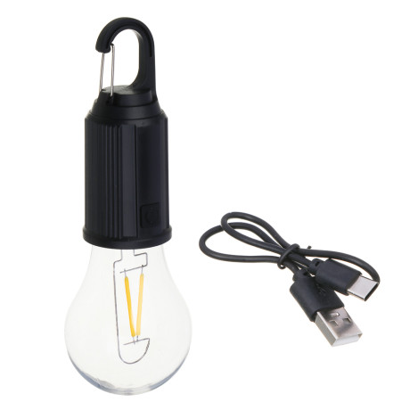 РОКОТ Светильник с прозрачной колбой,вольфрамовая,3 режима,600 мАч,170х60 мм, карабин,зарядка Туре-С