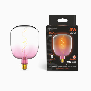 Gauss Filament V140 5W(200lm) 1800K 2K E27 pink-clear flexible филамент (нитевидная) 1010802105