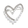 Брошь сердце с камнем, сплав, 2 дизайна, БЖ25-23