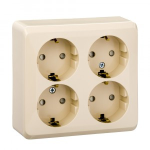 Systeme Electric Этюд роз. ОУ 4 мест. крем. (пл.осн., земля, штор.) PA16-208K (5!)