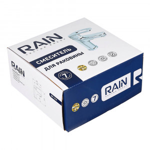 RAIN Смеситель для раковины Сапфир, картридж 35мм, гайка, латунь, хром