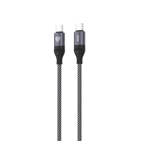 BY Кабель для зарядки Diverse Type-C-Type-C, 2м, Быстрая зарядка 5А, PD 100W, тканевый, серый