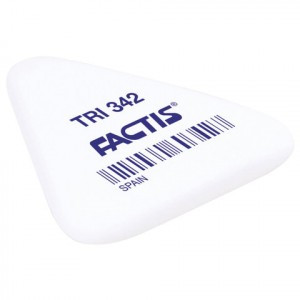 Ластик FACTIS TRI 342 (Испания), 49х45х6 мм, белый, треугольный, мягкий, синтетический каучук, PNFTR