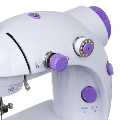 LEBEN Швейная машинка, 6 Вт, полуавтомат, 2 скорости, 4xАА или 220 В, белая, 195х125х200мм