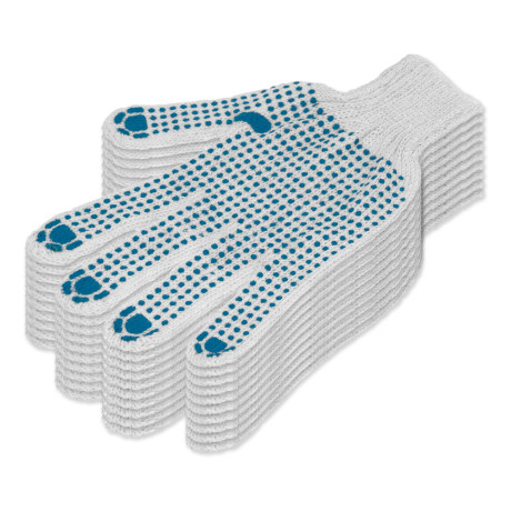 Перчатки х/б, ПВХ покрытие, "Точка", 5 пар в упаковке, 7 класс