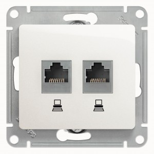 Systeme Electric GLOSSA мех. роз. комп. СУ 2 мест. перламутр (пл.осн., RJ45) GSL000685KK (10!)