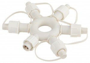 ЭРА Разветвитель д/гирлянд ул. (24V) круг., 6гнезд (1вxод/5выxод) IP44 ПВХ ERAPS-OR2 Б0051903 6141