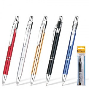 Ручка шарик. BRAUBERG бизнес-класса "Dragon", , серебр. детали, 1мм, синяя 141438