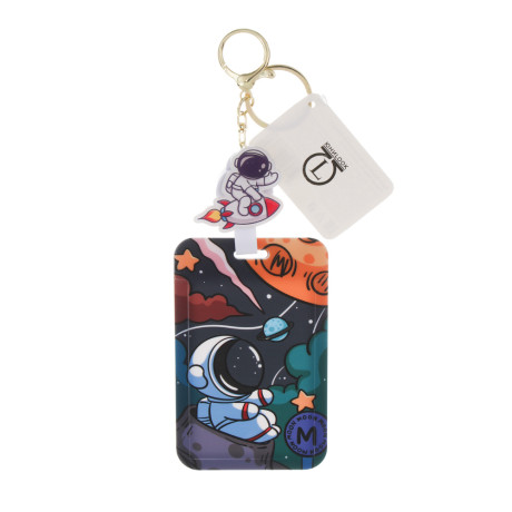 Чехол брелок для пропуска тм ЮL Космос с шармом, пластик, металл, 11х7см, 4 дизайна
