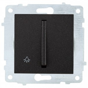 OVIVO мех. выкл. СУ 1 кл. 10А(узкая клавиша, кнопочный)черн металлик (ко всем рамкам) 610-000217-205