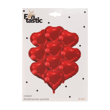 Набор воздушных шаров тм Fntastic "Сердечки" 46 см, 10 шт, фольгированные, 2 вида