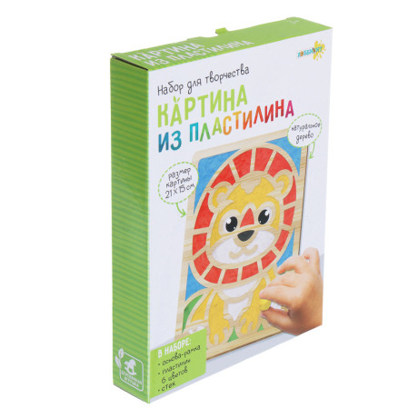 ХОББИХИТ Набор для творчества "Картина из пластилина", пластилин, дерево, пластик, 23х16,5см, 3 диз
