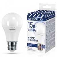 Ergolux ПРОМО ЛОН A60 E27 15W(1455lm 270°) 6500K 6K матовая 112x60 пластик/алюм. LED-A60-15W-E27-6K