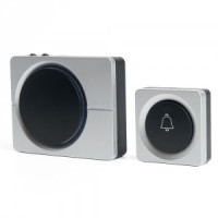 Feron звонок беспроводной с кодировкой сигнала 38 мелодий с кнопкой 3хАА сереб/черный, E-382 48923