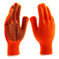 Перчатки трикотажные, акрил, ПВХ гель, &quot;Протектор&quot;, оранжевый, оверлок Сибртех