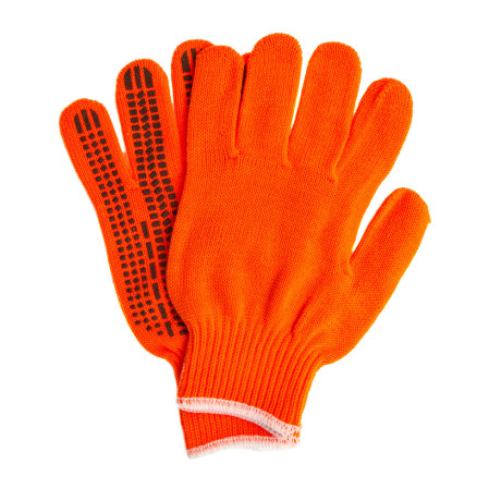 Перчатки трикотажные, акрил, ПВХ гель, "Протектор", оранжевый, оверлок Сибртех