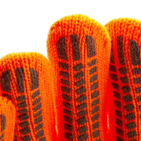 Перчатки трикотажные, акрил, ПВХ гель, "Протектор", оранжевый, оверлок Сибртех