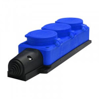 UNIVersal колодка ОУ тройная 3гн. с загл. каучук (синяя) 2P+PE 1x16A 220-240V IP44 3044 (РФ)