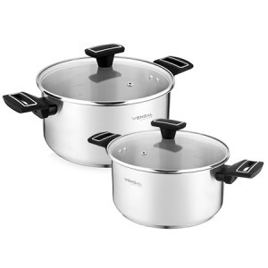 Кастрюля 3л/5,4л с крышками VENSAL Velours noir 1504VS, набор 4предмета/уп, нерж.сталь