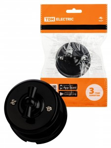 TDM РЕТРО ВИВИ выкл. ОУ поворотный проходной (бантик) (ABS-пластик) 10А черный  SQ1820-1205