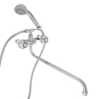 RAIN Смеситель для ванны Кварц, круглый излив 40см, керам. кран-буксы 1/2, душ. набор, латунь, хром