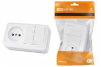 TDM Ладога блок горизонт. (роз. + 2 кл. выкл.) ОУ бел. IP20 БКВР (5!) SQ1801-0106