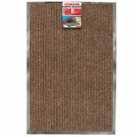 Коврик входной ворсовый влаго-грязезащитный ЛАЙМА, 60х90 см, ребристый, толщина 7 мм, коричневый, 60