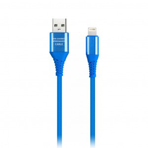 Дата-кабель USB(A)шт. - 8pin шт.(iphone) Smartbuy рез.опл. Gear, 1м, 2А, син.(iK-512ERGbox blue)/50