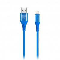 Дата-кабель USB(A)шт. - 8pin шт.(iphone) Smartbuy рез.опл. Gear, 1м, 2А, син.(iK-512ERGbox blue)/50