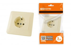 TDM Ильмень роз. СУ 1 мест. 16А (земля) слон. кость АБС-пластик SQ1823-0110