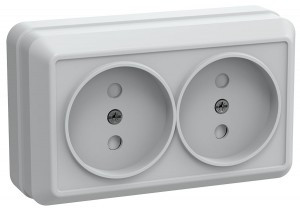 IEK ОКТАВА роз. ОУ 2 мест. без з/к с защ.штор.10А белый РСш22-2-ОБ