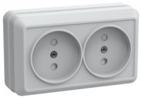 IEK ОКТАВА роз. ОУ 2 мест. без з/к с защ.штор.10А белый РСш22-2-ОБ