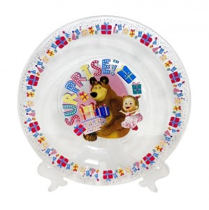 Тарелка Маша и Медведь/Праздник 19,5см стекло (кратность 12шт!!!) МФК ММТ195-3