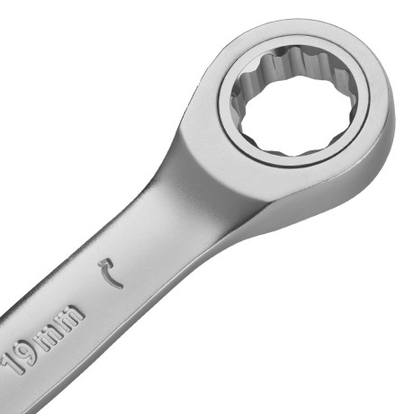 Набор ключей комбинированных трещоточных 6-19 мм, 12 шт., CrV, матовый хром Denzel