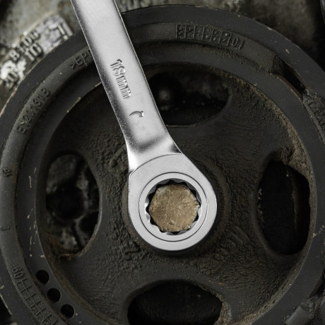 Набор ключей комбинированных трещоточных 6-19 мм, 12 шт., CrV, матовый хром Denzel