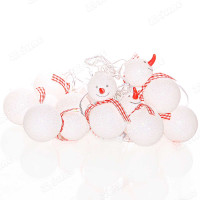 Гирлянда светодиодная оптоволокно СНЕГОВИКИ ТЕПЛЫЙ БЕЛЫЙ /Н-8см, 10 лампочек, прозрачный провод/