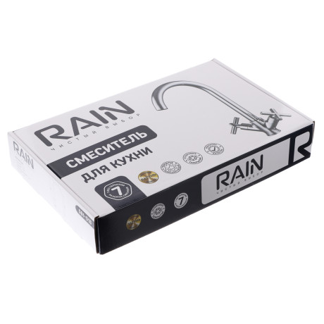 RAIN Смеситель для кухни Кристал, кран-буксы 1/2, гайка, латунь, хром